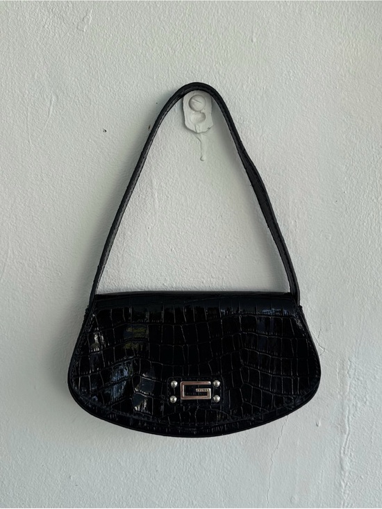Guess Handbags - Guess Vintage Black Croc-Embossed Shoulder Bag